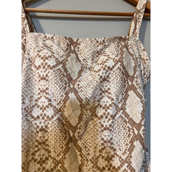 Kona Sol Size M Square Neck On Piece Swimsuit Snake Print Tummy Control Neutral - Picture 5 of 7